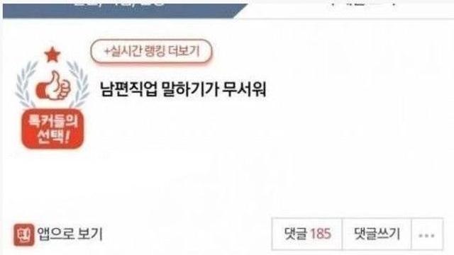 남편 직업 말하기 무서운 아내