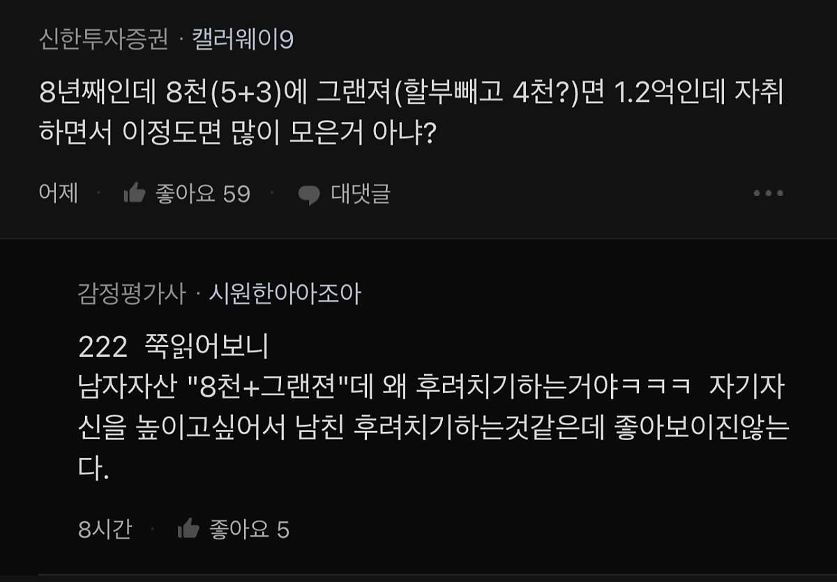 남친 8년 일하고 고작 5천 모았대.. (+댓글 일침) 4