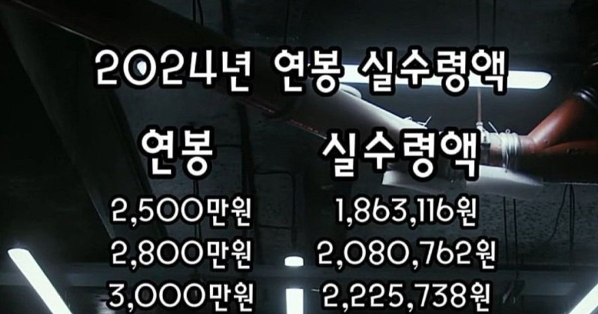 2024 연봉별 실수령액